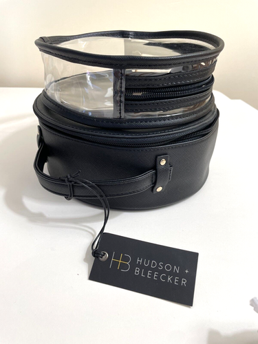 New Hudson Bleeker Round Travel Train Case Cosmetic Makeup Bag Preto Nomad 8" - Picture 3 of 13