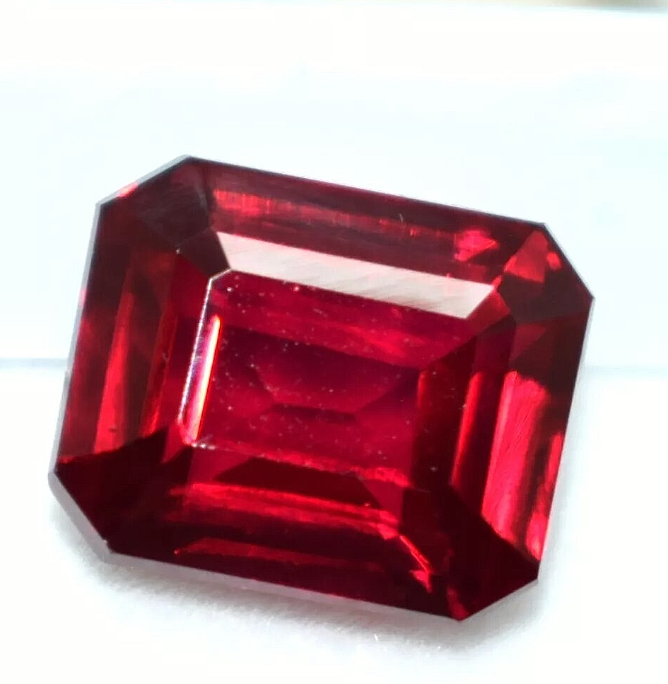 Natural 8 Ct Emerald Cut Burmese Ruby Loose Gemstone Red