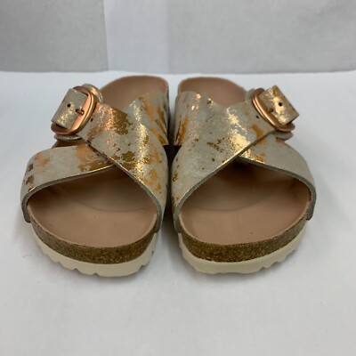 Birkenstock Tan Suede Sandals with Copper Buckles s-l400.jpg main image 3
