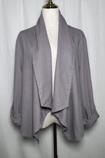 New Directions Women Open Blazer Draped Cardigan Jacket XL Linen Blend Gray