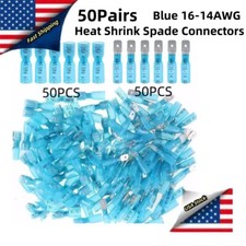 100X 16-14AWG Waterproof Spade Female Male Heat Shrink Wire Connector Terminals