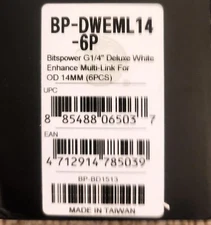 Bitspower G1/4" Deluxe White Enhance Multi-Link For OD 12MM (6PCS) BP-DWEML-6P