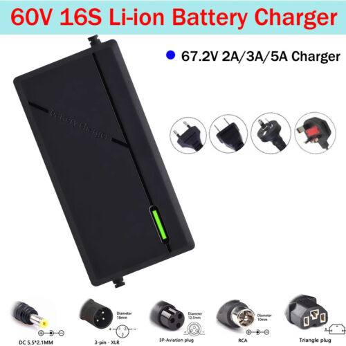 67.2V 5A 3A 2A Li-ion Power Charger Pack For 60V 16S Bike EBike Electric Scooter - 第 1/11 張圖片