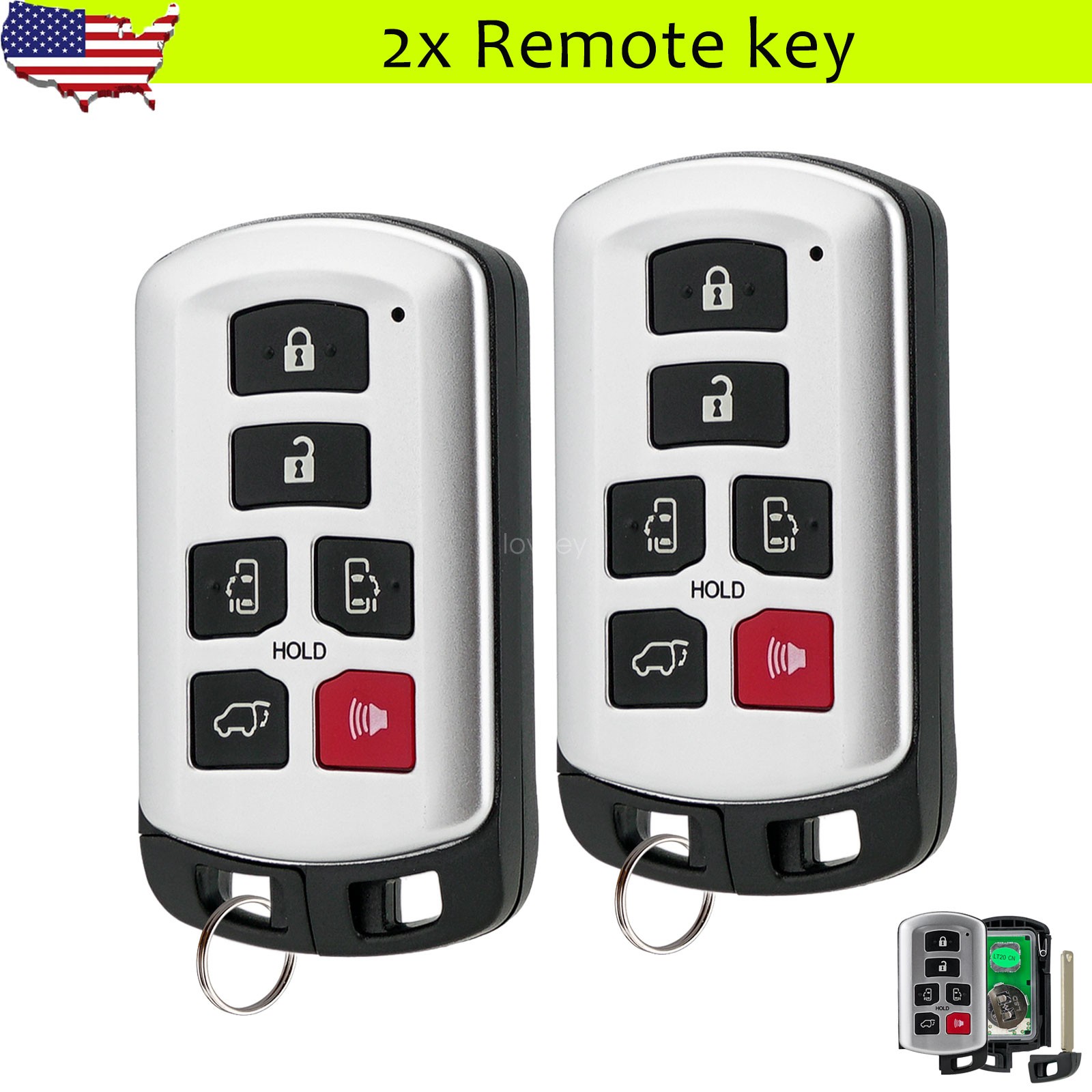 2 For 2011-2020 Toyota Sienna Van 6B Keyless Smart Prox Remote Key Fob HYQ14ADR