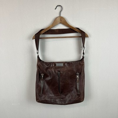Piquadro Shoulder Crossbody Learher Brown Messenger Bag Italian Size Medium