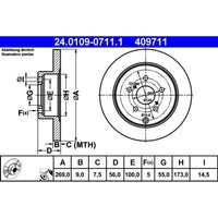 Bremsscheibe ATE 24.0109-0711.1 (2 Stk.)