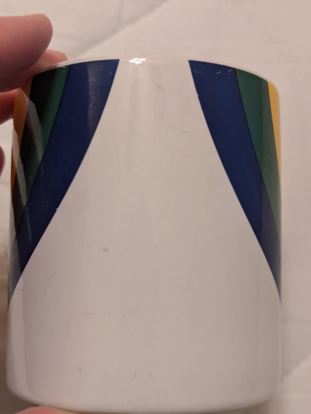 Vintage Rainbow Mug FTD FTDA Korea Coffee Mug Double Sided Chipped 