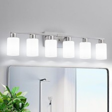 6-Light Bathroom Vanity Light Brushed Nickel Bathroom Light Fixture Vanity Li...