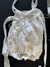 NWT Urban Outfitters Avril Embroidered Frock Mini Dress White Daisy Size M