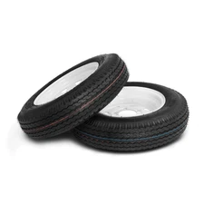 2pcs Trailer Tires & Rims 5.30-12 5.30x12 Load Range C 5 Lug White Spoke Wheel