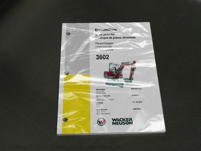 Wacker Neuson 3602 Crawler Excavator Parts Manual Exploded View Diagram Book