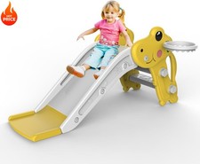 Playful Style Toddler Kids Small Slide Playset with Ball  Hoop for 1-3 Years