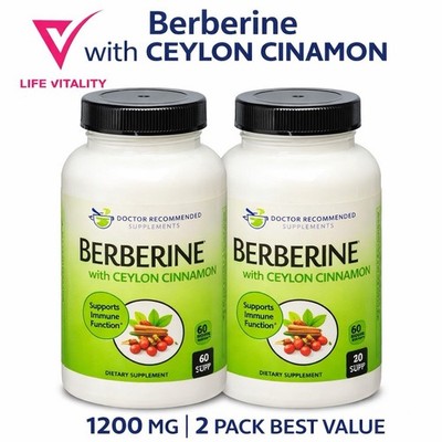 BERBERINE 1200MG WITH CEYLON CINNAMON 240 CAPSULES 2 PACK HIGH POTENCY METABOLIC