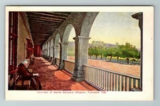 Santa Barbara CA-California, Corridor, Santa Barbara Mission, Vintage Postcard