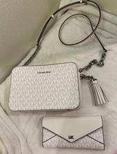 Michael Kors MK Monogram White/Gray Crossbody...