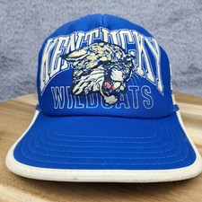 VINTAGE Kentucky Wildcats Hat Cap Snapback Blue White Mesh Trucker Three Stripe