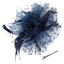 Kentucky Fascinators Hats for Women, Tea Party Headwear Mesh Medium Navy Blue