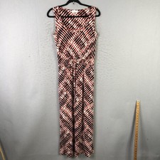 Calvin Klein Dress Womens 6 Red Black White Sleeveless Maxi Abstract Print