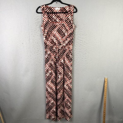 red black and white dress womens Calvin Klein Dress Womens 6 Red Black White Sleeveless Maxi Abstract Print
