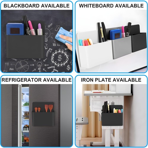 3 Pack Magnetic Pen Holder, Wall Mount Magnetic Dry Erase Marker Holder with ... - Picture 5 of 7
