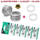 2 PX640 Battery Converter Adapters + 2 Adjusters + 10 LR44 1.5V Batteries