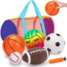 5 Pack Sports Balls Set for Kids with Bag Toddlers 1-3 multi color