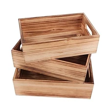  Wood Crates For Display,Rustic Crate Storage 3Pack(L+M+S) Rustic Wood Brown