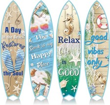 4 Pcs Surfboard Wall Decor Surfboard Wall Hanging Sign Wooden Beach Decoration S
