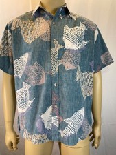 VTG Cooke Street Honolulu USA Made Reverse Print Tropical Fish Hawaiian Shirt L
