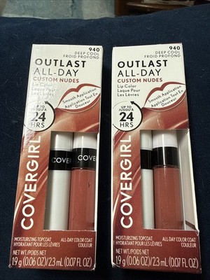 2 New Covergirl Outlast All-Day  24 Hrs Lip Color #940 Deep Cool Froid Profound