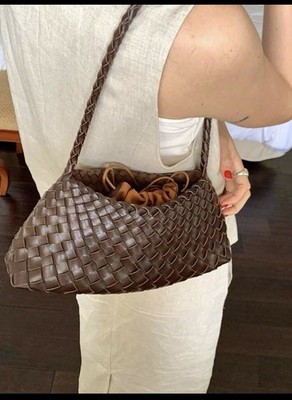 NEW Minimalist Top Handle Hobo Bag Retro Woven Vegan Handbag