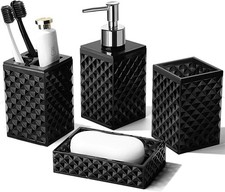 Black Bathroom Accessories Set 4 Pack Matte Black Bath Accessory Sets Complete