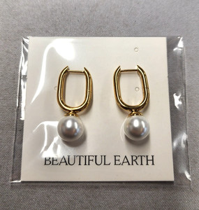Authentic Beautiful Earth 18K Gold Plated Cora Pearl Hoop Earrings 30mm