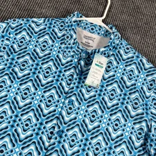 Cremieux Shirt Mens Large Blue Geometric Short Sleeve Button Up Casual New