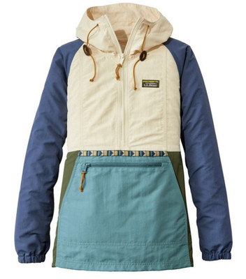 L.L.Bean Women's Mountain Classic Anorak, Multi-Color - Natural/Mineral Blue