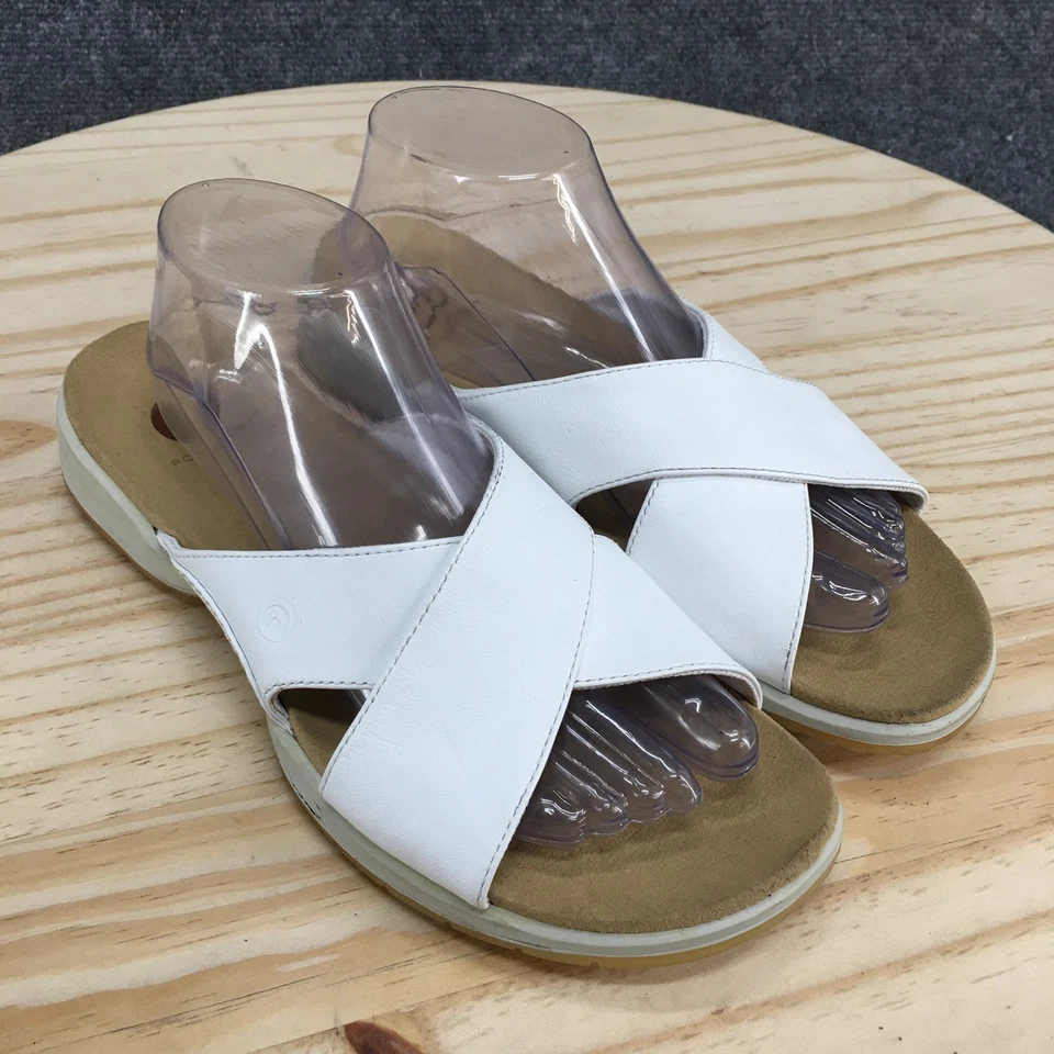 Sandalias Rockport para mujer 10 M sin cordones de cuero blanco informales punta abierta Foto 3 de 4