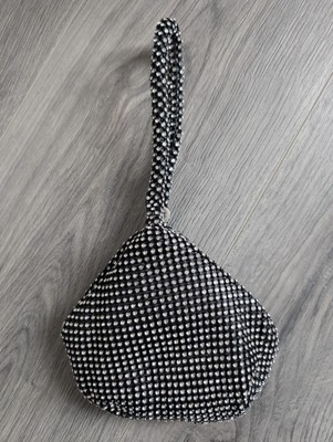 #ad NEW Women#x27;s Clutch Black Silver Rhinestone Evening Bag Mini Size For Women