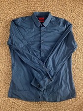 HUGO Hugo Boss Extra Slim Fit Dress Shirt Men XL Blue Long Sleeve Button Up
