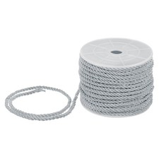 22 Yards Soft Twisted Rope Trim, 3mm Silver Gray Polyester Cord for DIY Craft