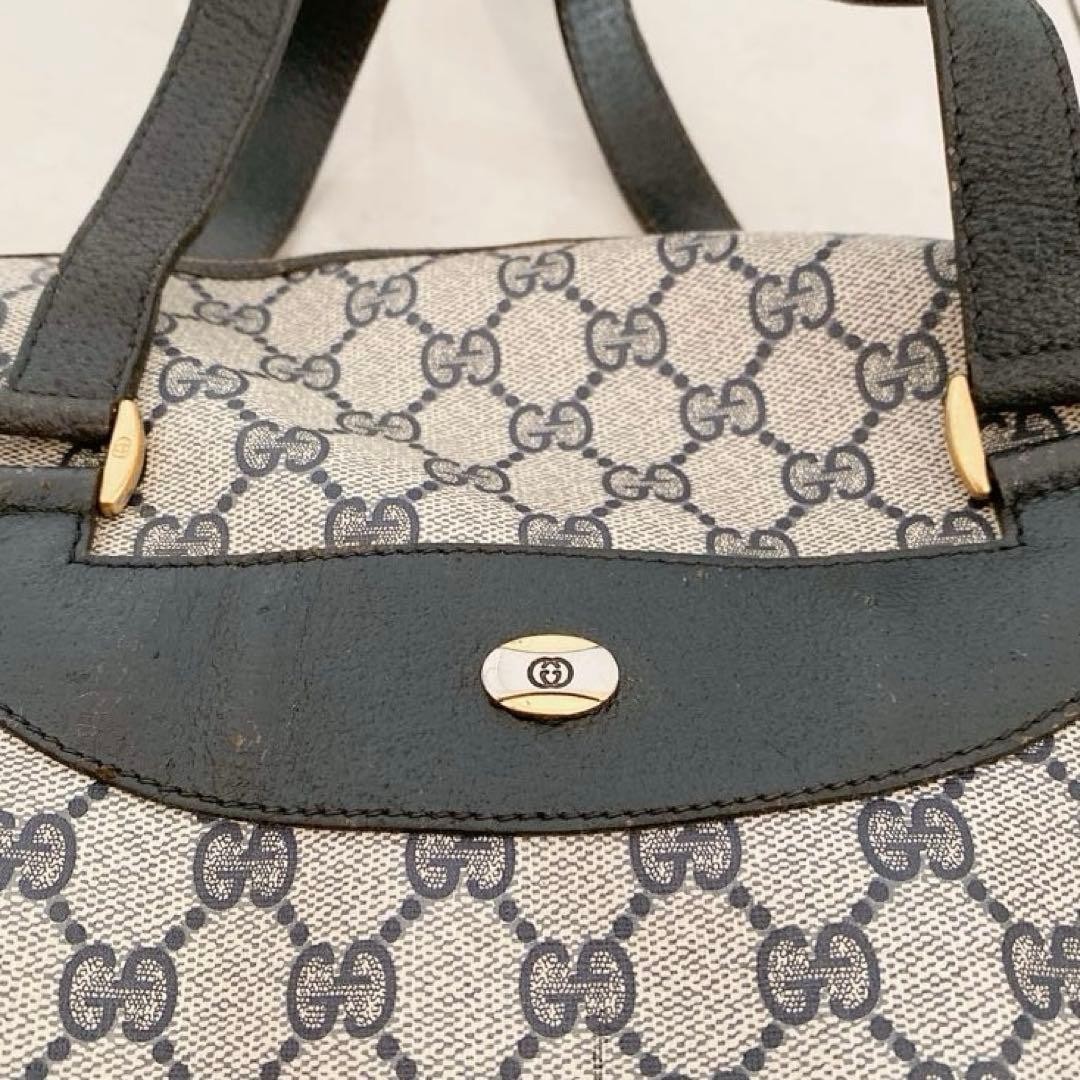 GUCCI GG Pattern Leather Tote Bag Beige/Black Vintage thumbnail 2