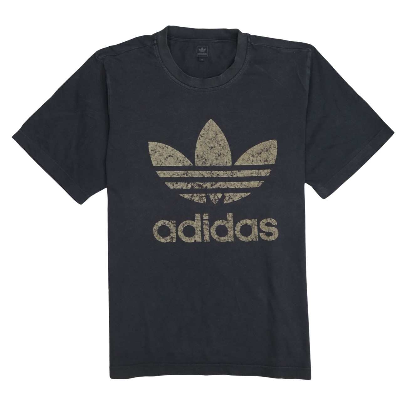 Adidas Mens T Shirt Black Trefoil Originals Graphic Print Cotton Crew Neck M