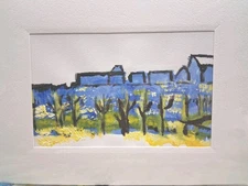 original art painting Abstract Landscape Acrylic Paper 6" x 9" Outside The Wall