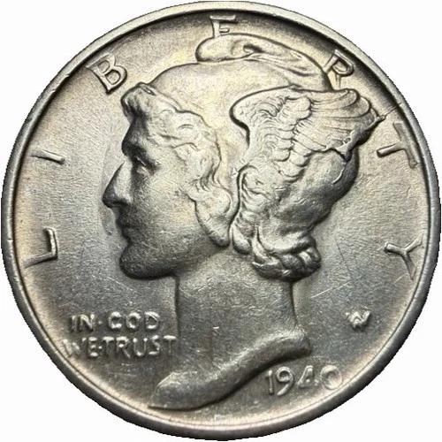 1940-S Mercury Dime 10c AU/BU - BC7