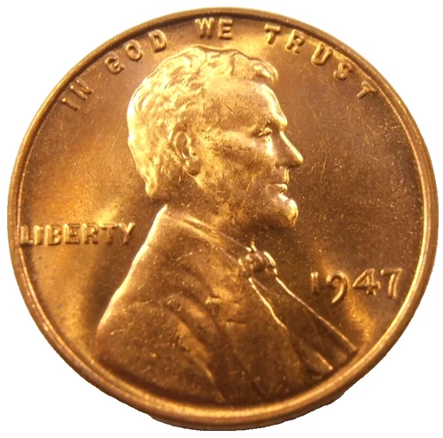 1947 P Lincoln Wheat Cent BU Uncirculated Penny from OBW Roll 1c GEM RED COIN