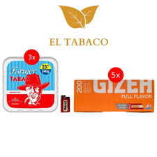 Farmer Rot Stopftabak Pfeifentabak 3 Boxen x 240g 1000 Hülsen 2 Feuerzeuge