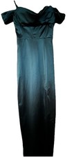 B. Smart Forest Green Satin Feel, Off The Shoulder Long Prom Dress, Size XS
