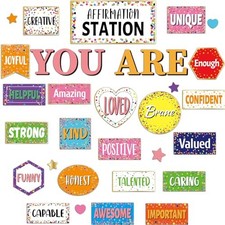 Affirmation Station Bulletin Board Set Classroom Decorations Colorful Confetti