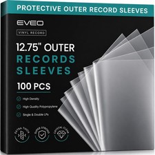 EVEO 100 Vinyl Record Sleeves Outer x100 Count, Transparent