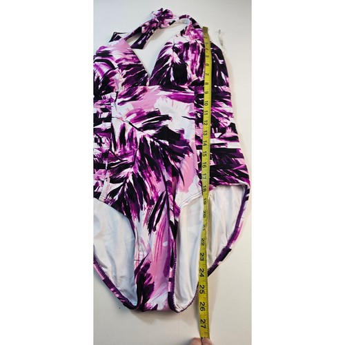 NWT Calvin klein purple tropical 12 M 39 halter one piece padded bathing suit - Picture 10 of 12