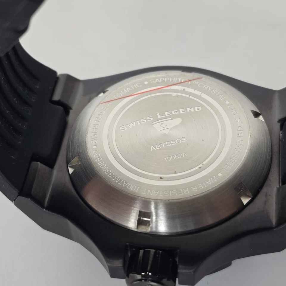 Reloj Swiss Legend Hombre Hecho en Suiza Automático Abyssos 46mm Negro Foto 2 de 4